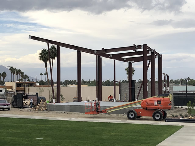 Cathedral City Community Amphitheater Park steel frame under construction